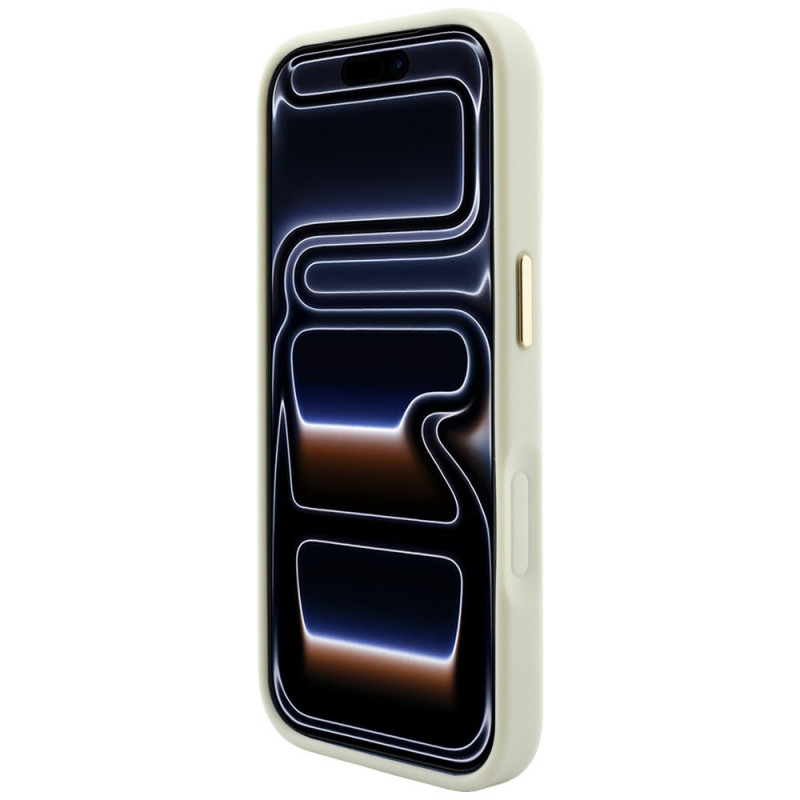 Funda MagSafe Guess Saffiano Peony & Ring para Apple iPhone 18 Pro / 17 Pro, beige