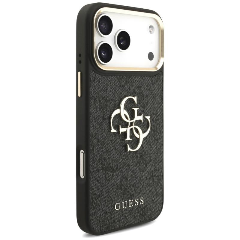 Funda Guess 4G Big 4G Classic Logo Big Strap Metal Buttons con correa para Apple iPhone 18 Pro / 17 Pro, negra