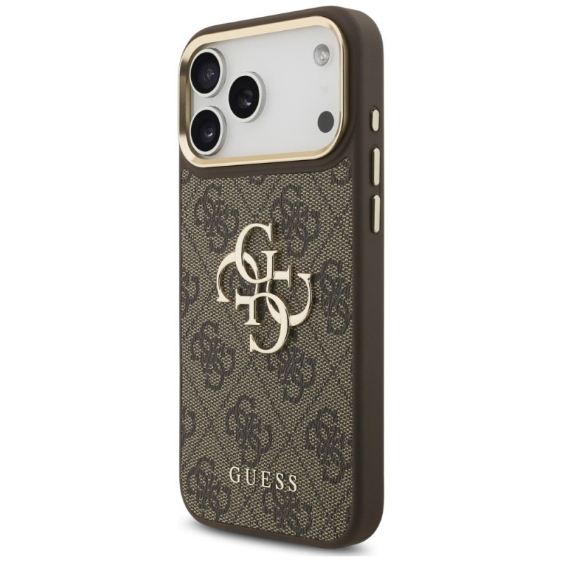 Funda Guess 4G Big 4G Classic Logo Big Strap Metal Buttons con correa para Apple iPhone 18 Pro Max / 17 Pro Max, marrón