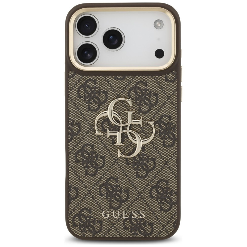 Funda Guess 4G Big 4G Classic Logo Big Strap Metal Buttons con correa para Apple iPhone 18 Pro Max / 17 Pro Max, marrón