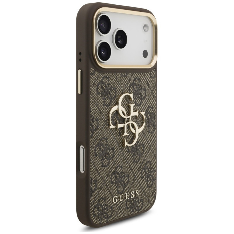 Funda Guess 4G Big 4G Classic Logo Big Strap Metal Buttons con correa para Apple iPhone 18 Pro Max / 17 Pro Max, marrón