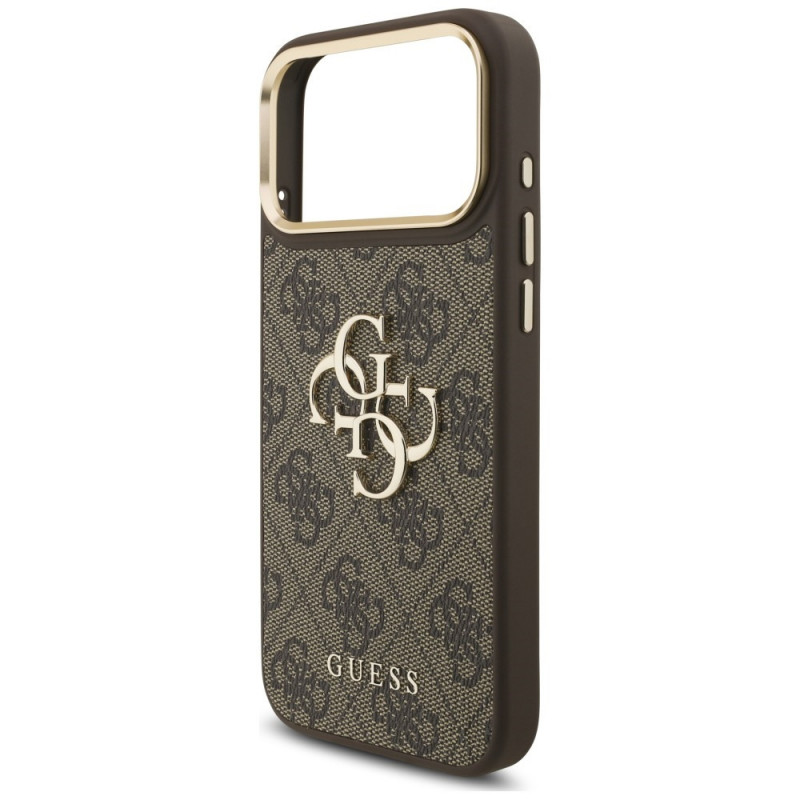 Funda Guess 4G Big 4G Classic Logo Big Strap Metal Buttons con correa para Apple iPhone 18 Pro Max / 17 Pro Max, marrón