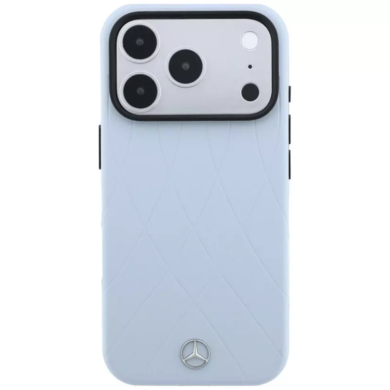 Funda MagSafe Mercedes Mer008911 de piel con líneas cruzadas antracita para Apple iPhone 18 Pro / 17 Pro, azul