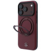 Funda MagSafe Mercedes-Benz de piel con soporte anular para Apple iPhone 18 Pro / 17 Pro, burdeos
