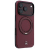 Funda MagSafe Mercedes-Benz de piel con soporte anular para Apple iPhone 18 Pro / 17 Pro, burdeos