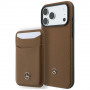 Funda MagSafe de piel con patrón de parrilla Mercedes-Benz y set de cartera para tarjetas para Apple iPhone 18 Pro Max / 17 Pro Max, camel