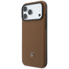 Funda MagSafe de piel con patrón de parrilla Mercedes-Benz y set de cartera para tarjetas para Apple iPhone 18 Pro Max / 17 Pro Max, camel