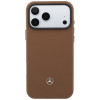 Funda MagSafe de piel con patrón de parrilla Mercedes-Benz y set de cartera para tarjetas para Apple iPhone 18 Pro Max / 17 Pro Max, camel