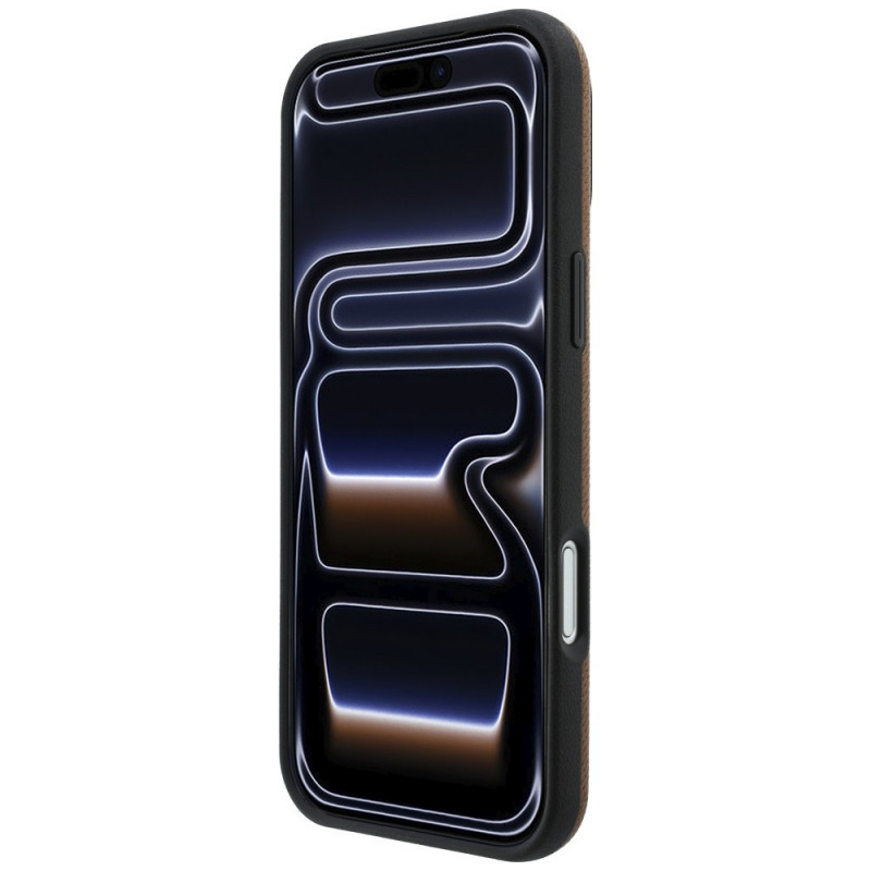 Funda MagSafe de piel con patrón de parrilla Mercedes-Benz y set de cartera para tarjetas para Apple iPhone 18 Pro Max / 17 Pro Max, camel