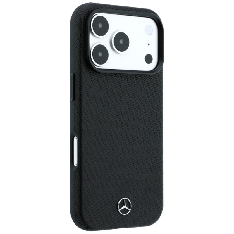 Funda Mercedes-Benz Case Grill Pattern and Card Wallet Leather MagSafe para Apple iPhone 18 Pro Max / 17 Pro Max, negra