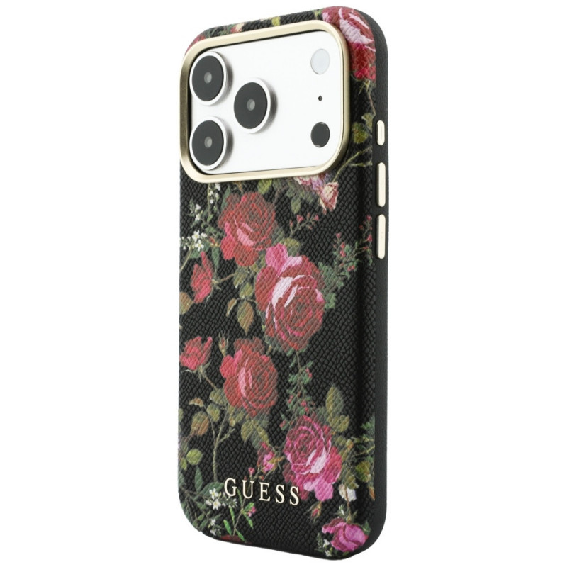 Funda MagSafe Guess Blossom Roses Print para Apple iPhone 18 Pro Max / 17 Pro Max, negra
