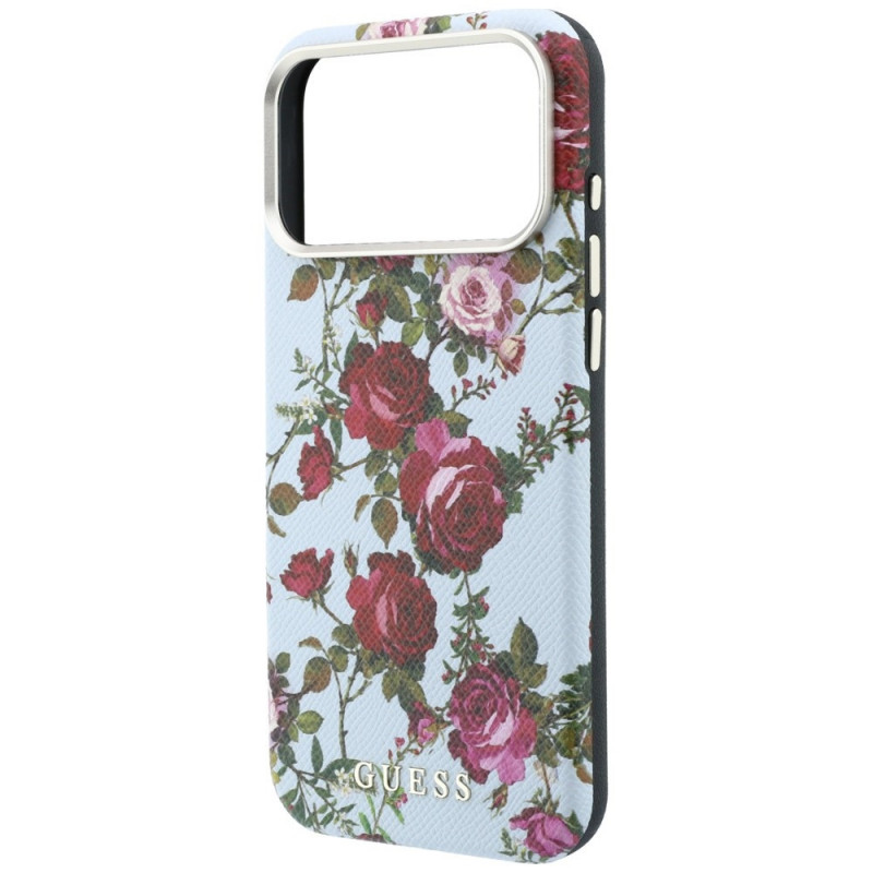 Funda MagSafe Guess GUE6026 Blossom Roses Print para Apple iPhone 18 Pro / 17 Pro, azul