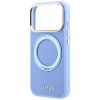 Funda Guess Ring Stand 360 Grained Classic Logo MagSafe para Apple iPhone 18 Pro Max / 17 Pro Max, azul claro