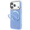 Funda Guess Ring Stand 360 Grained Classic Logo MagSafe para Apple iPhone 18 Pro / 17 Pro, azul claro