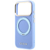Funda Guess Ring Stand 360 Grained Classic Logo MagSafe para Apple iPhone 18 Pro / 17 Pro, azul claro
