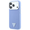 Funda rígida Guess Grained Triangle Logo MagSafe para Apple iPhone 18 Pro / 17 Pro, azul