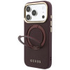 Funda Guess Ring Stand 360 Grained Classic Logo MagSafe para Apple iPhone 18 Pro / 17 Pro, burdeos