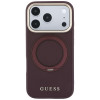 Funda Guess Ring Stand 360 Grained Classic Logo MagSafe para Apple iPhone 18 Pro / 17 Pro, burdeos