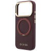 Funda Guess Ring Stand 360 Grained Classic Logo MagSafe para Apple iPhone 18 Pro / 17 Pro, burdeos