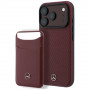 Funda MagSafe de piel con patrón de parrilla Mercedes-Benz y set de cartera para tarjetas para Apple iPhone 18 Pro / 17 Pro, burdeos