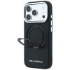 Funda Karl Lagerfeld Ring Stand 360 Saffiano Classic Logo MagSafe para Apple iPhone 18 Pro / 17 Pro, negra (KF003179)