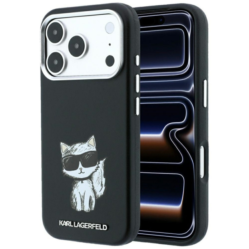 Funda MagSafe Karl Lagerfeld Smooth Choupette Sketch para Apple iPhone 18 Pro Max / 17 Pro Max, negra
