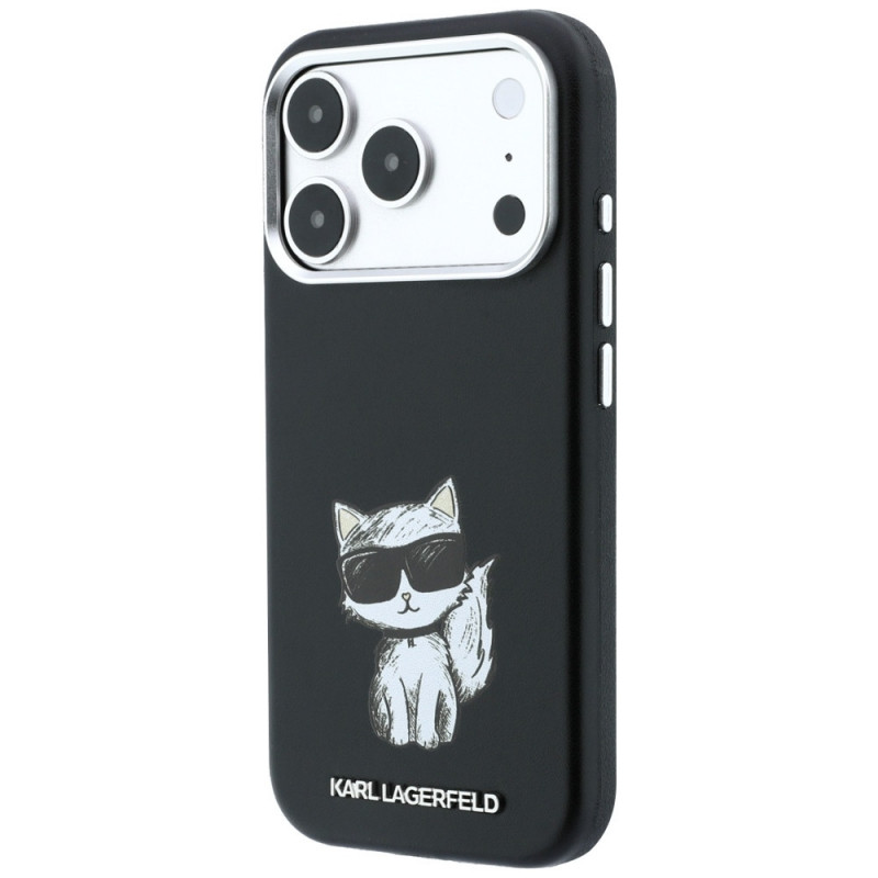 Funda MagSafe Karl Lagerfeld Smooth Choupette Sketch para Apple iPhone 18 Pro Max / 17 Pro Max, negra