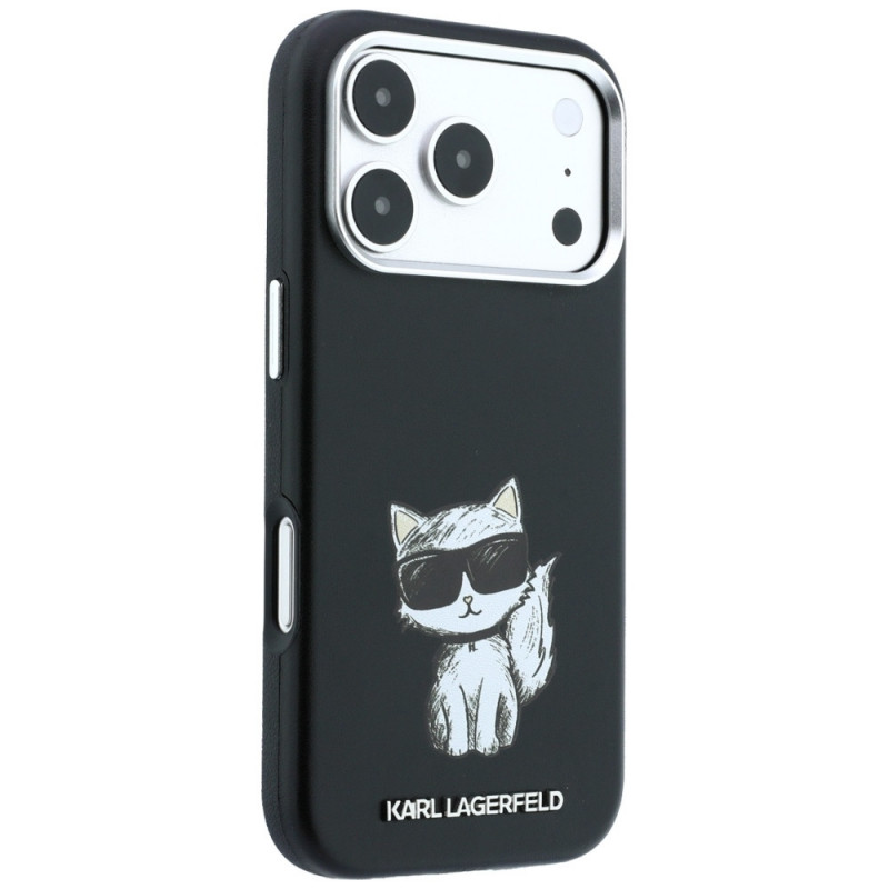 Funda MagSafe Karl Lagerfeld Smooth Choupette Sketch para Apple iPhone 18 Pro Max / 17 Pro Max, negra