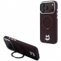 Funda MagSafe Karl Lagerfeld with Ring Stand 360 Choupette Head Pin para Apple iPhone 18 Pro / 17 Pro, burdeos (KLD22763)