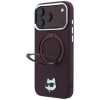 Funda MagSafe Karl Lagerfeld with Ring Stand 360 Choupette Head Pin para Apple iPhone 18 Pro / 17 Pro, burdeos (KLD22763)