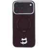 Funda MagSafe Karl Lagerfeld with Ring Stand 360 Choupette Head Pin para Apple iPhone 18 Pro / 17 Pro, burdeos (KLD22763)