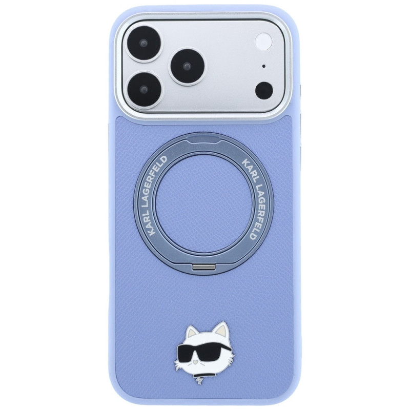 Funda MagSafe Karl Lagerfeld with Ring Stand 360 Choupette Head Pin para Apple iPhone 18 Pro Max / 17 Pro Max, azul claro (KF003220)