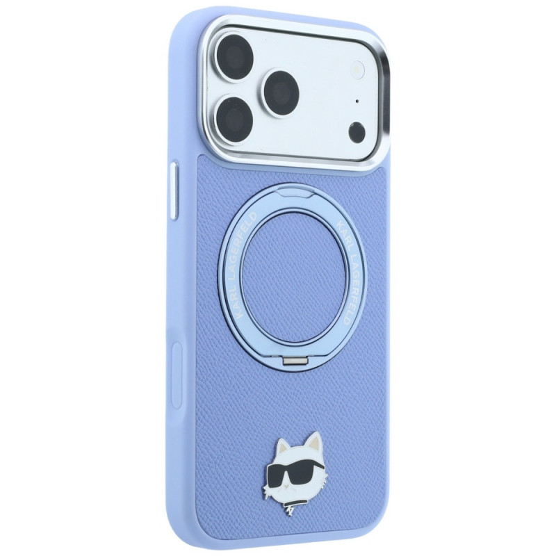 Funda MagSafe Karl Lagerfeld with Ring Stand 360 Choupette Head Pin para Apple iPhone 18 Pro Max / 17 Pro Max, azul claro (KF003220)