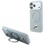 Funda MagSafe Karl Lagerfeld con anillo de soporte 360 y pin Karl & Choupette Heads para Apple iPhone 18 Pro Max / 17 Pro Max, gris