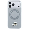 Funda MagSafe Karl Lagerfeld con anillo de soporte 360 y pin Karl & Choupette Heads para Apple iPhone 18 Pro Max / 17 Pro Max, gris