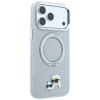 Funda MagSafe Karl Lagerfeld con anillo de soporte 360 y pin Karl & Choupette Heads para Apple iPhone 18 Pro Max / 17 Pro Max, gris