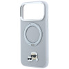 Funda MagSafe Karl Lagerfeld con anillo de soporte 360 y pin Karl & Choupette Heads para Apple iPhone 18 Pro Max / 17 Pro Max, gris