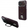 Funda MagSafe Karl Lagerfeld with Ring Stand 360 Karl Head Pin para Apple iPhone 18 Pro Max / 17 Pro Max, burdeos