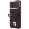 Funda MagSafe Karl Lagerfeld with Ring Stand 360 Karl Head Pin para Apple iPhone 18 Pro Max / 17 Pro Max, burdeos