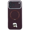 Funda MagSafe Karl Lagerfeld with Ring Stand 360 Karl Head Pin para Apple iPhone 18 Pro Max / 17 Pro Max, burdeos