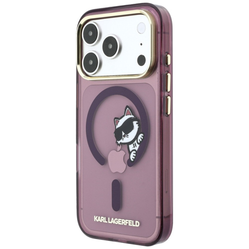 Funda MagSafe Peekaboo Logo Karl Lagerfeld para Apple iPhone 18 Pro / 17 Pro, granate