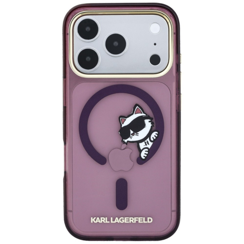Funda MagSafe Peekaboo Logo Karl Lagerfeld para Apple iPhone 18 Pro / 17 Pro, granate