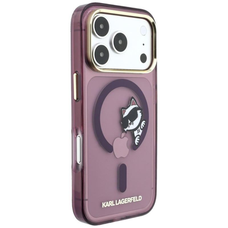 Funda MagSafe Peekaboo Logo Karl Lagerfeld para Apple iPhone 18 Pro / 17 Pro, granate