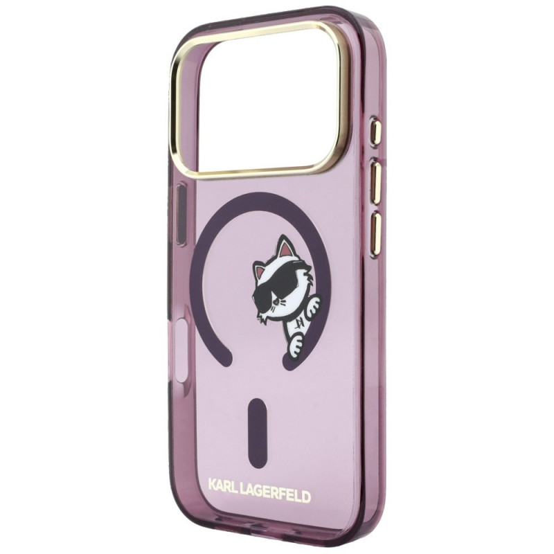 Funda MagSafe Peekaboo Logo Karl Lagerfeld para Apple iPhone 18 Pro / 17 Pro, granate