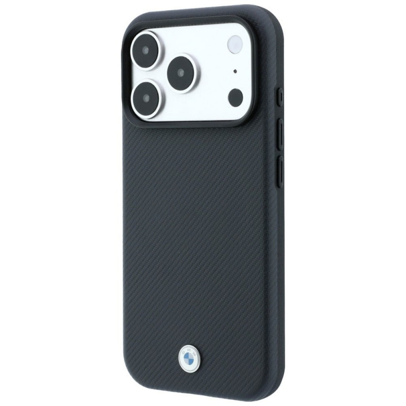 Funda MagSafe BMW Kevlar Metal Logo para Apple iPhone 18 Pro / 17 Pro, antracita