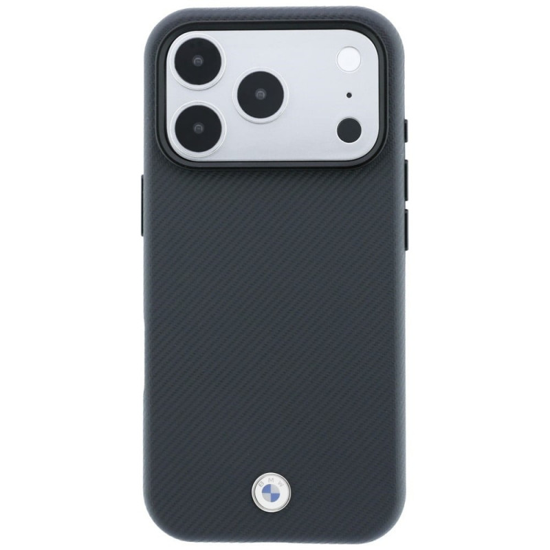 Funda MagSafe BMW Kevlar Metal Logo para Apple iPhone 18 Pro / 17 Pro, antracita