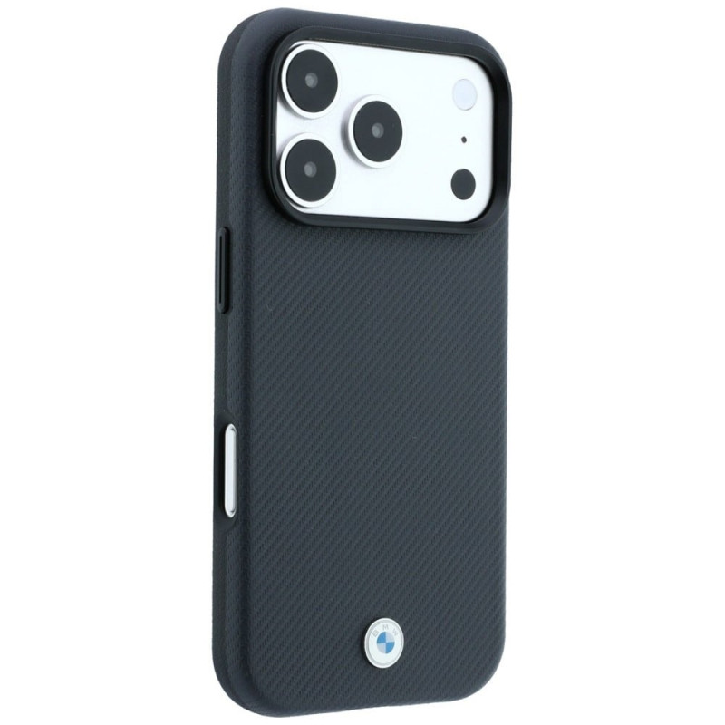 Funda MagSafe BMW Kevlar Metal Logo para Apple iPhone 18 Pro / 17 Pro, antracita