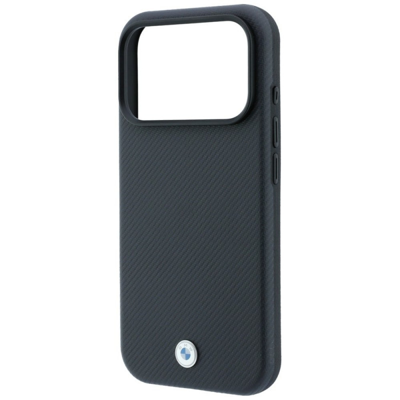 Funda MagSafe BMW Kevlar Metal Logo para Apple iPhone 18 Pro / 17 Pro, antracita