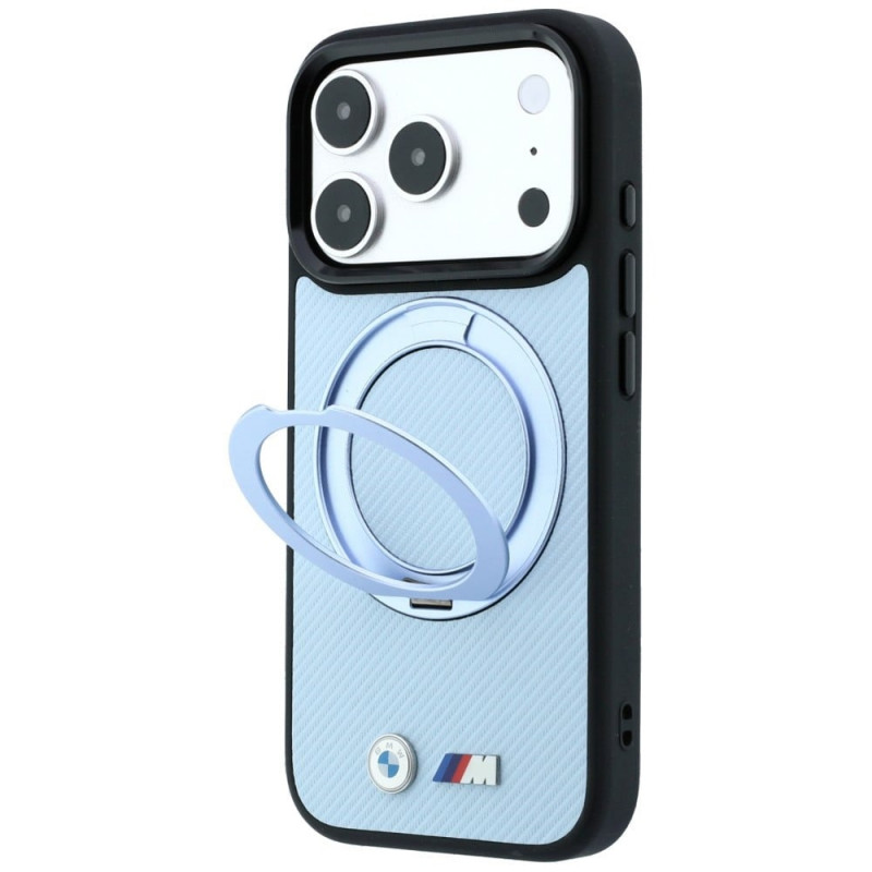 Funda BMW Kevlar Ring Stand 360 MagSafe para Apple iPhone 18 Pro / 17 Pro, azul