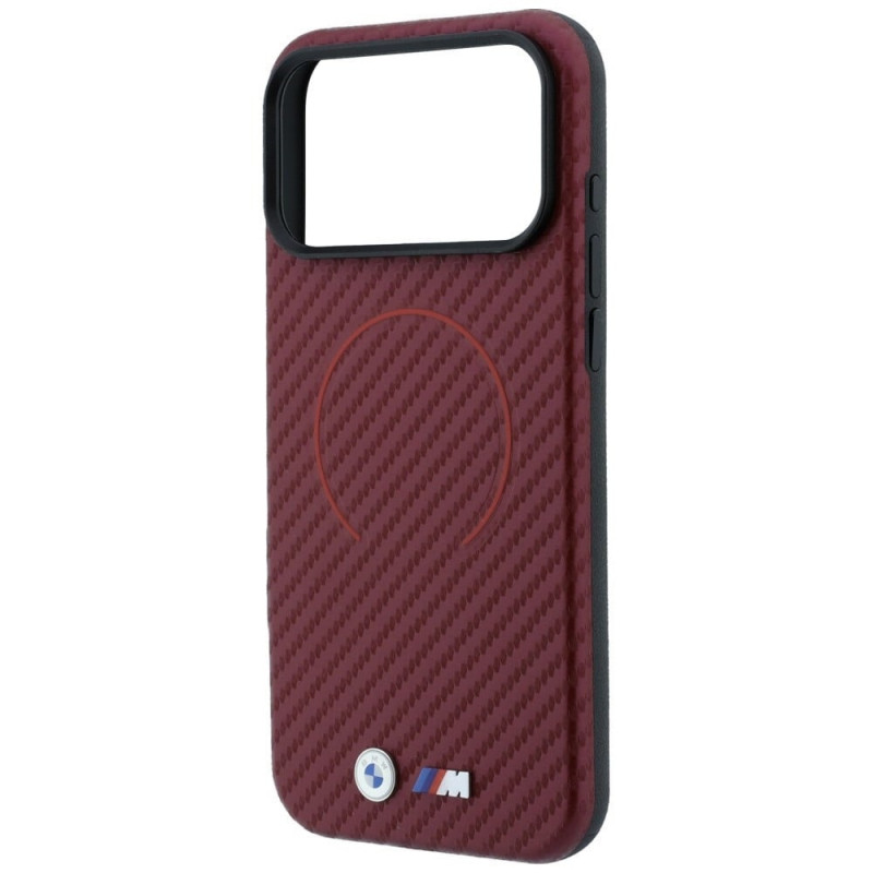 Funda MagSafe BMW M Carbon Printed Ring para Apple iPhone 18 Pro / 17 Pro, burdeos